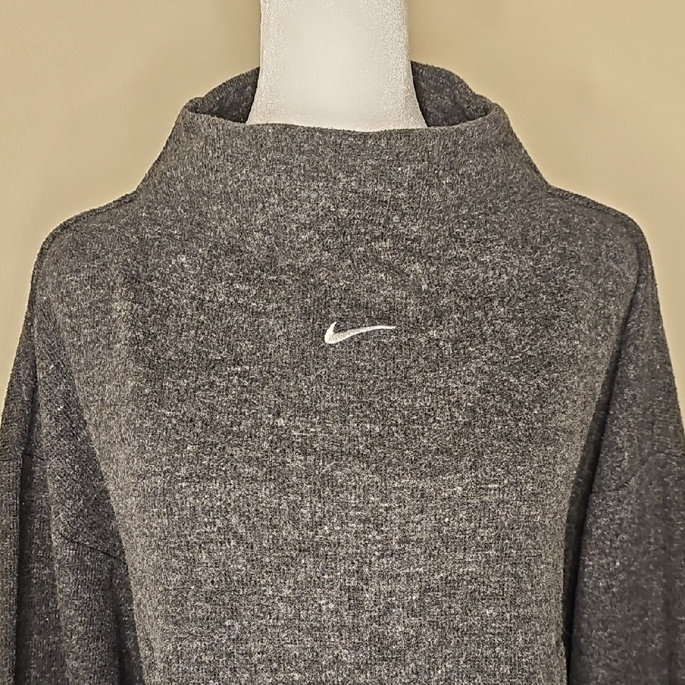 Nike Therma-fit Mock-Neck Gray Heather Training Top Sweatshirt Size Medium - Picture 2 of 7